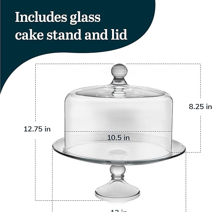 Glass Cake Stand with Dome Lid by Luxecart
