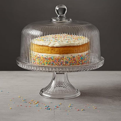 Glass Cake Stand with Dome – Classic Style By Luxecart