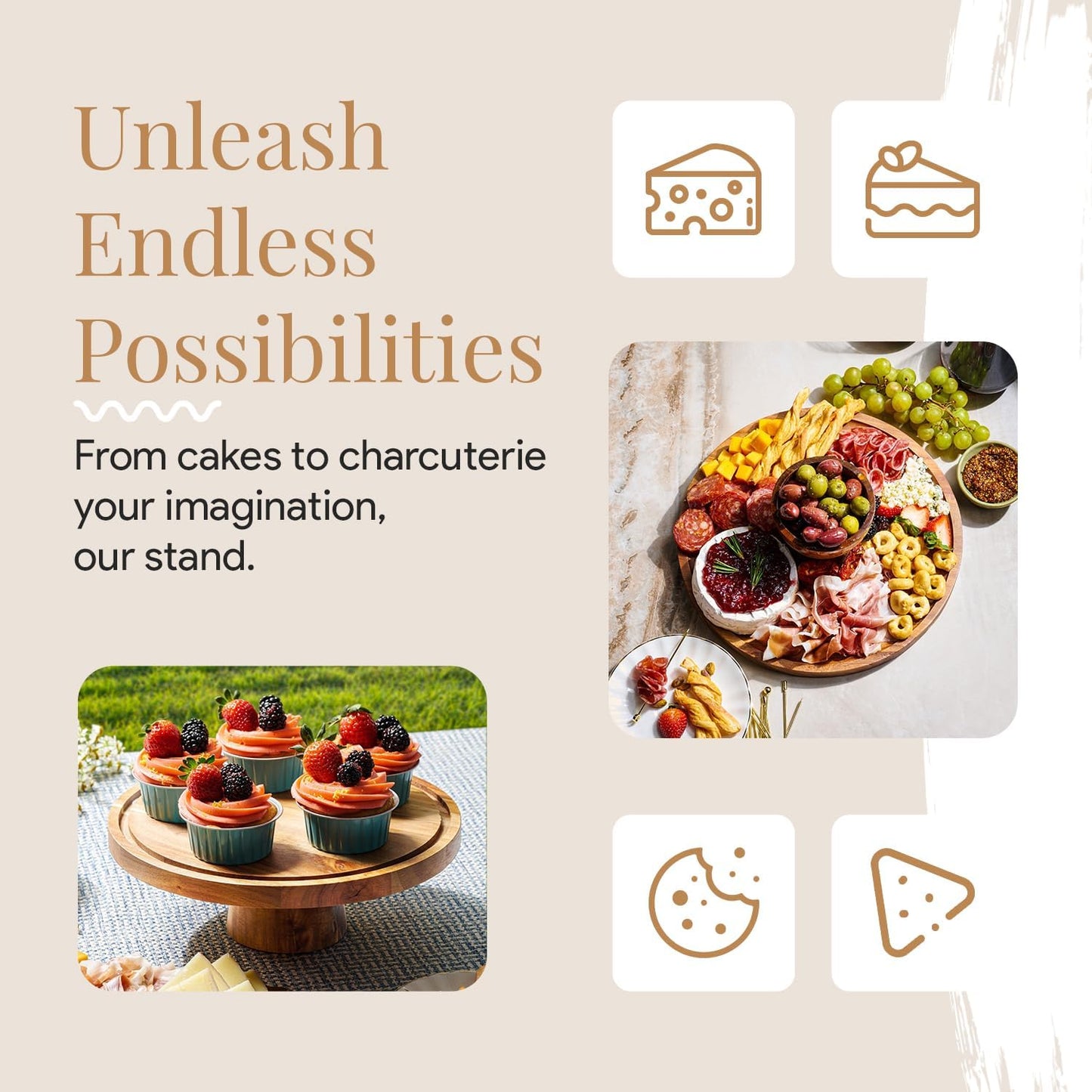 Wood Christmas Cake Stand with Dome Lid by Luxecart