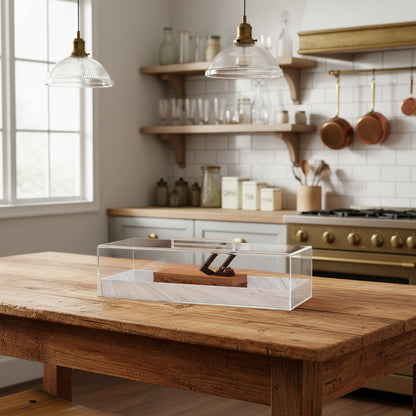 Luxecart 2 Pcs Rectangular Serving Tray with Lid - Grey.