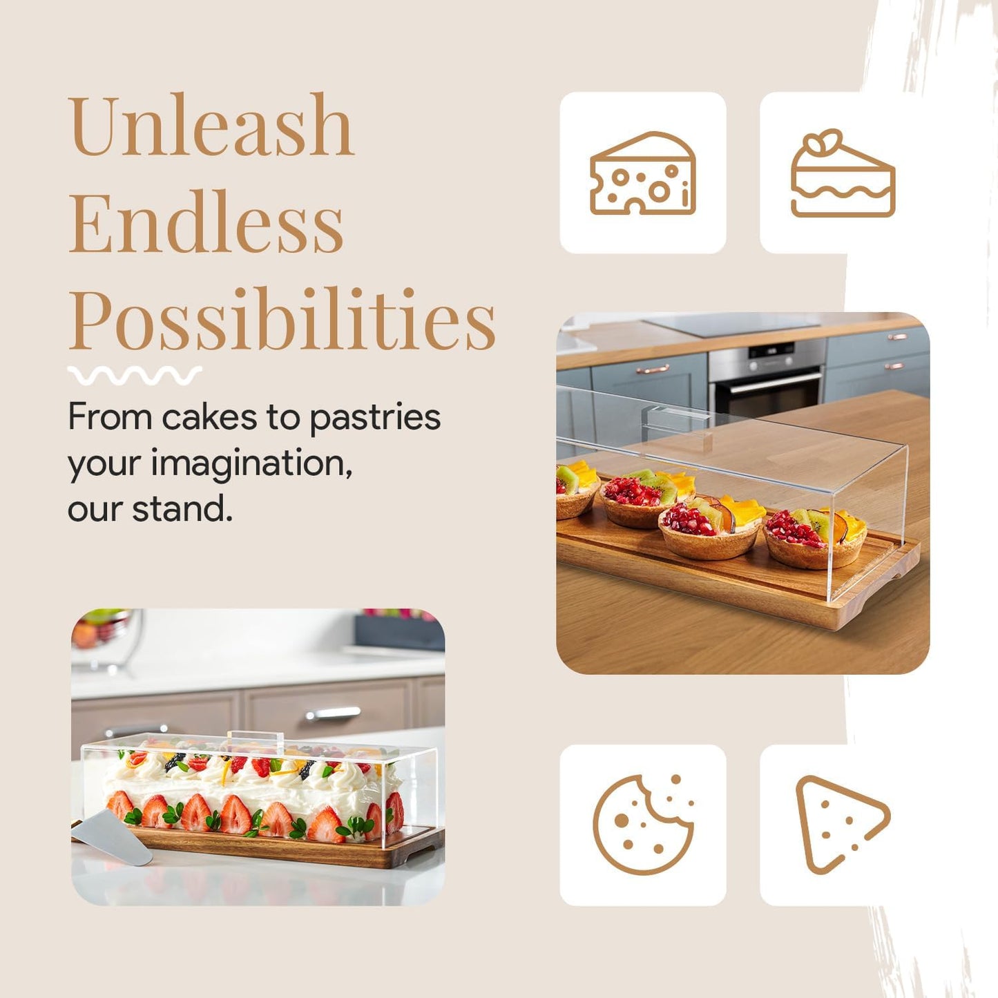 Wood Dessert Stand with Lid By Luxecart