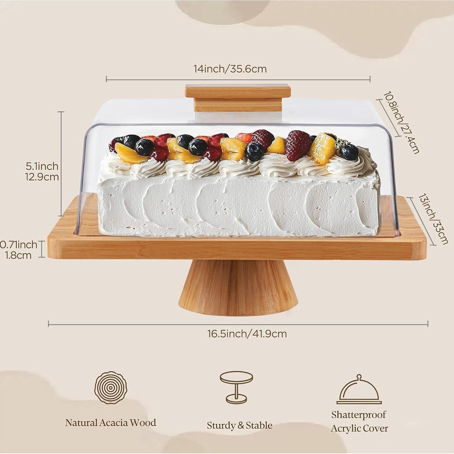 Multifunctional Cake Stand with Acrylic Dome by Luxecart