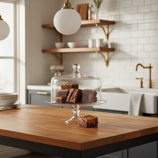 Glass Cake Stand with Dome Lid by Luxecart