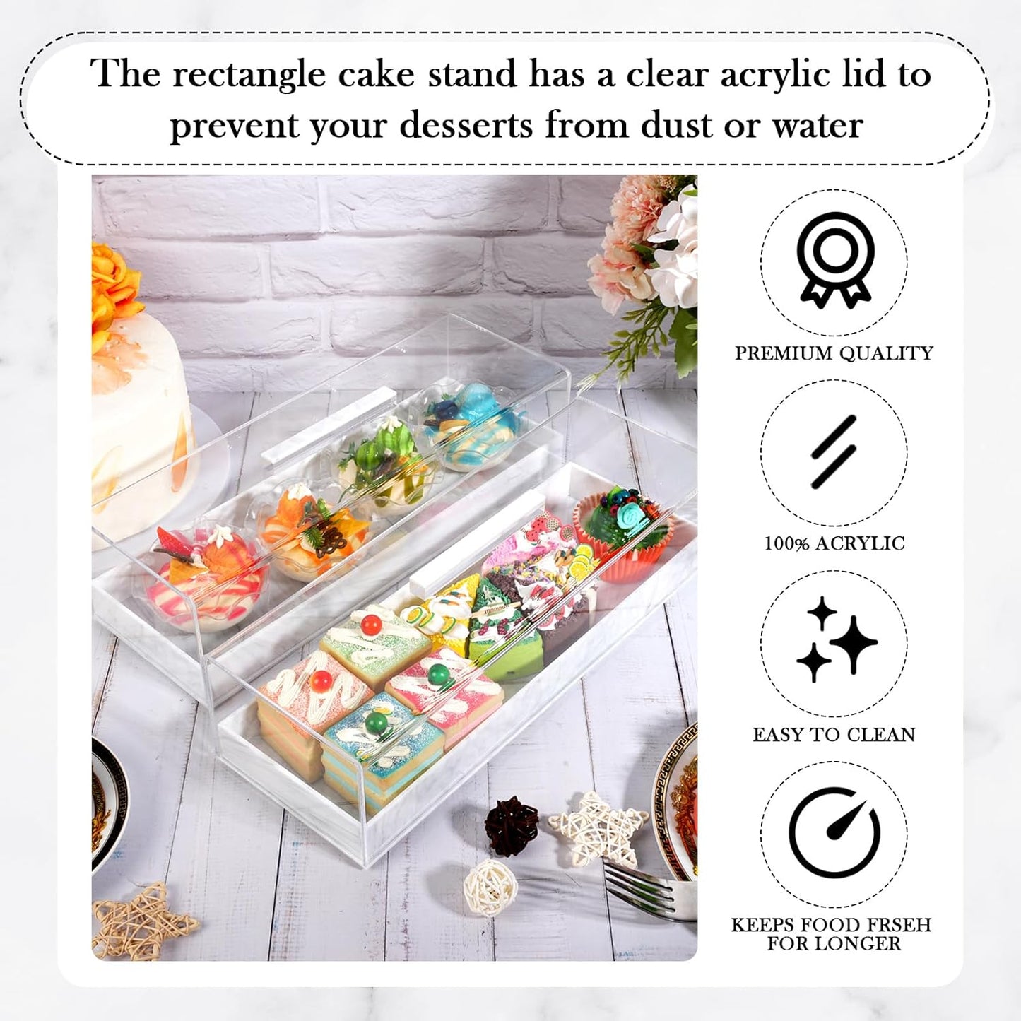 Luxecart 2 Pcs Rectangular Serving Tray with Lid - Grey.