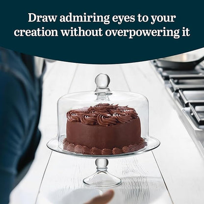 Glass Cake Stand with Dome Lid by Luxecart